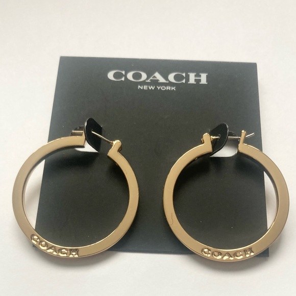 Coach Gold Hoop Earrings NEW - Picture 2 of 3